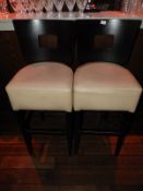 *Pair of Cream Leather High Seat Barstools