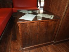 *Cube Bar Table with Plate Glass Top in Dark Oak Finish 74x74cm