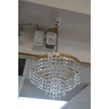 Brass Chandelier with Crystal Drops