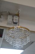 Brass Chandelier with Crystal Drops