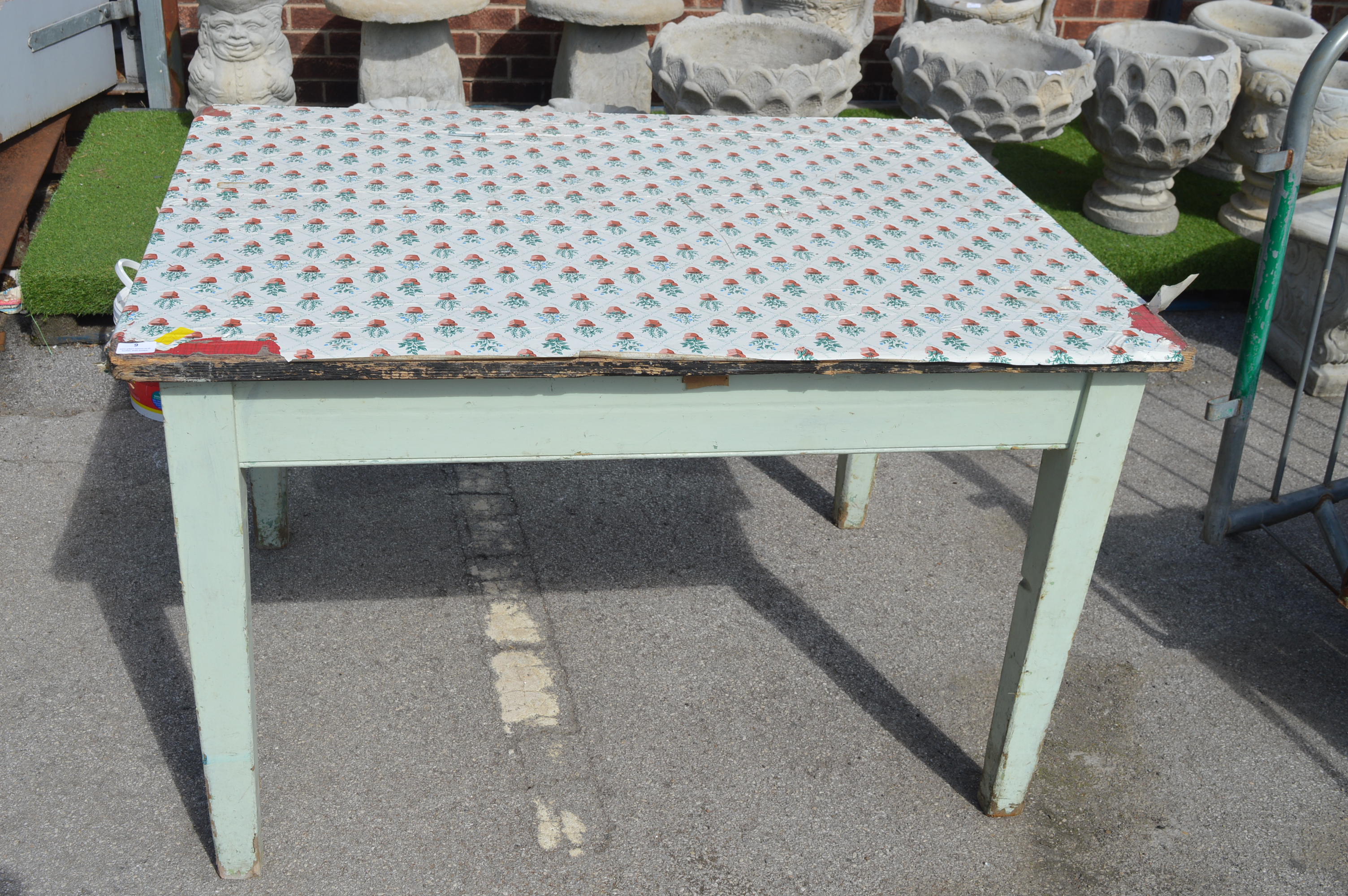 Painted Rustic Pine Kitchen Table - Image 2 of 2