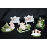 Six Porcelain Pig Figures