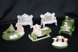 Six Porcelain Pig Figures