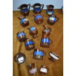 Victorian Copper Luster Jugs and Mugs 16 Pieces