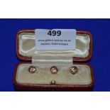 Three 9ct Gold Collar Studs (~2.4g total) in Original Presentation Case