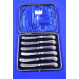 Cased Set of Six Wilson and Gill Silver Handled Fruit Knives