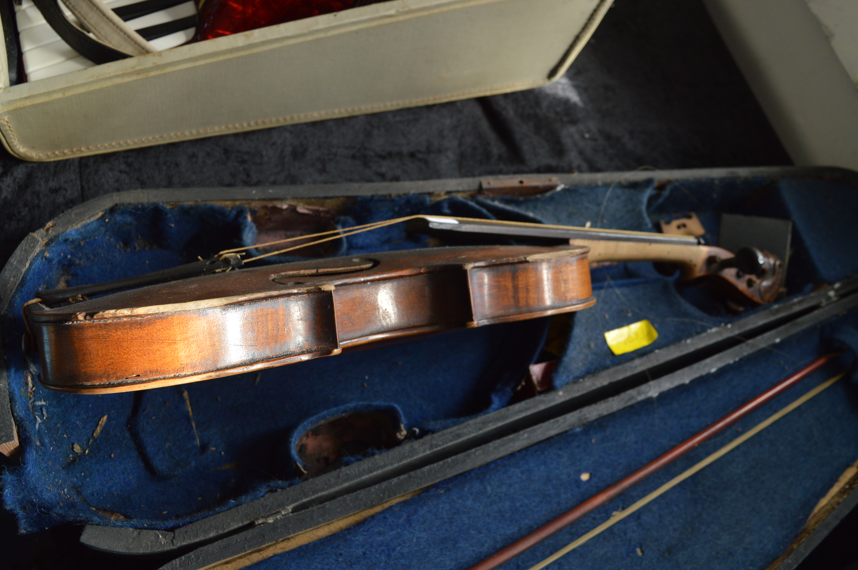 Old Violin with Lion Carved Head with Original Case - Image 12 of 14