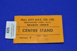 Hull City AFC Season Ticket Book 1968/69 Centre Stand
