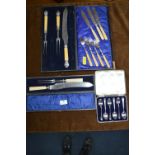 Cased Silver Plate Carving Sets, etc.