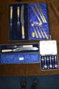 Cased Silver Plate Carving Sets, etc.