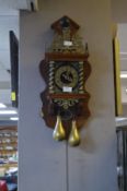 Victorian Wall Mounted Pendulum Clock with Brass Atlas Bell