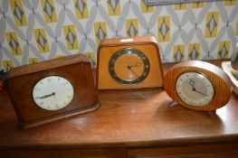 Two Smiths Retro Mantel Clocks and a Time Savings Money Box Clock