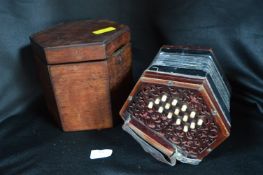 Painted Concertina in Original Mahogany Case by Lachenal, London Model: 146777
