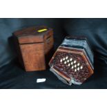 Painted Concertina in Original Mahogany Case by Lachenal, London Model: 146777