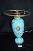 Edwardian Turquoise Glass Lamp Base with Brass Fittings