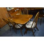 Ercol Rectangular Dining Table with Six Matching Chairs