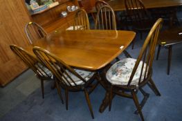 Ercol Rectangular Dining Table with Six Matching Chairs