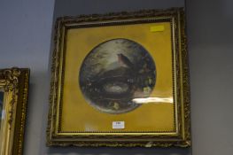 Ornate Gilt Framed Painting Featuring a Robin and a Best