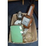 Vintage Items; Barometer, Lunchbox, Oil Lamp, etc.