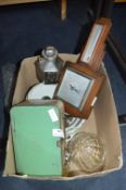 Vintage Items; Barometer, Lunchbox, Oil Lamp, etc.