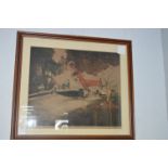 Framed Coloured Etching - Springtime by Morrice Lancaskens