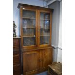 Edwardian Oak Glazed Front Bookcase