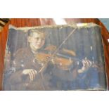 Unframed Oil on Canvas - Young Boy with Violin