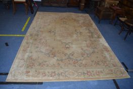 Wool Pile Rug in Pale Gold with Floral Design 10' x 6'6"