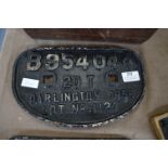 Darlington 1958 Railway Plate