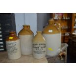 Four Botanical Stoneware Bottles