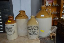 Four Botanical Stoneware Bottles