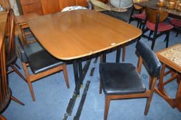 Stag Retro Drop Leaf Dining Table and Four Chairs with Black Leatherette Upholstery