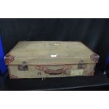 Vintage Canvas & Leather Suitcase
