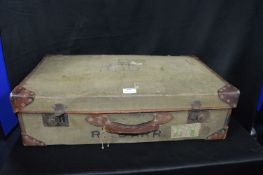 Vintage Canvas & Leather Suitcase