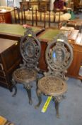 Pair of Reproduction Cast Iron Garden Chairs