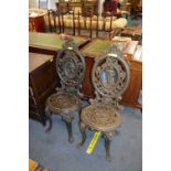 Pair of Reproduction Cast Iron Garden Chairs