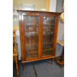 Victorian Glazed Front Bookcase with Glass Shelves on Cabriole Legs