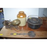 Kitchenalia Including Avery Scales and Weights, Cast Iron Cooking Pot, Peel, etc.