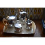 Four Piece Picquot Ware Coffee Set with Tray