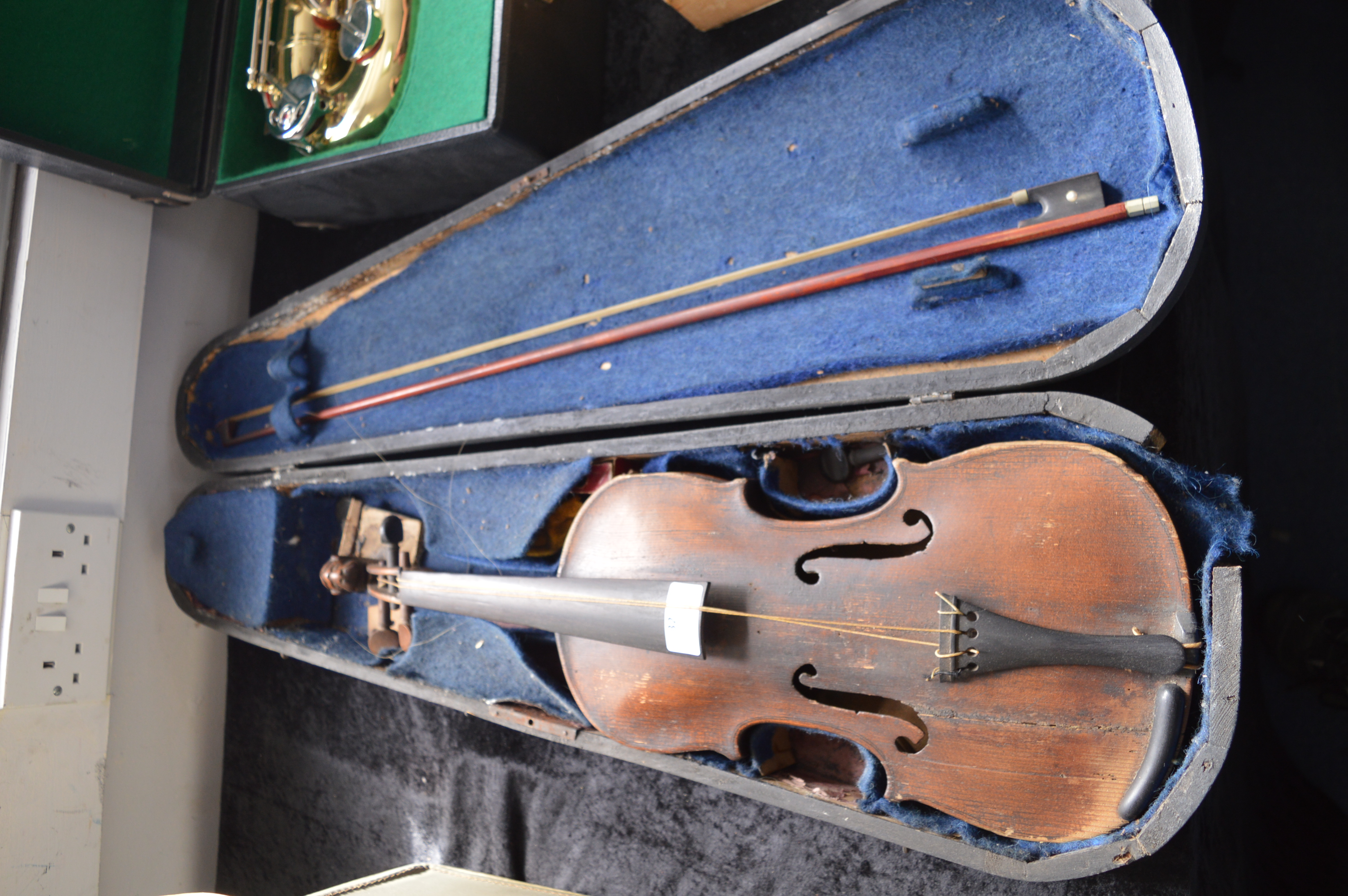 Old Violin with Lion Carved Head with Original Case - Image 2 of 14