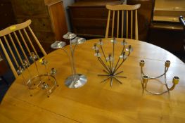 Four Vintage Danish Chromed Candelabras