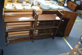 Vintage Mahogany Bookshelves and Two Folding Bed Tables