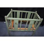Triang Child's Green Painted Toy Cot