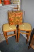 Two 1960's Stool and a Magazine Rack