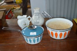 Two 1970's Enamel Kitchen Pans etc.