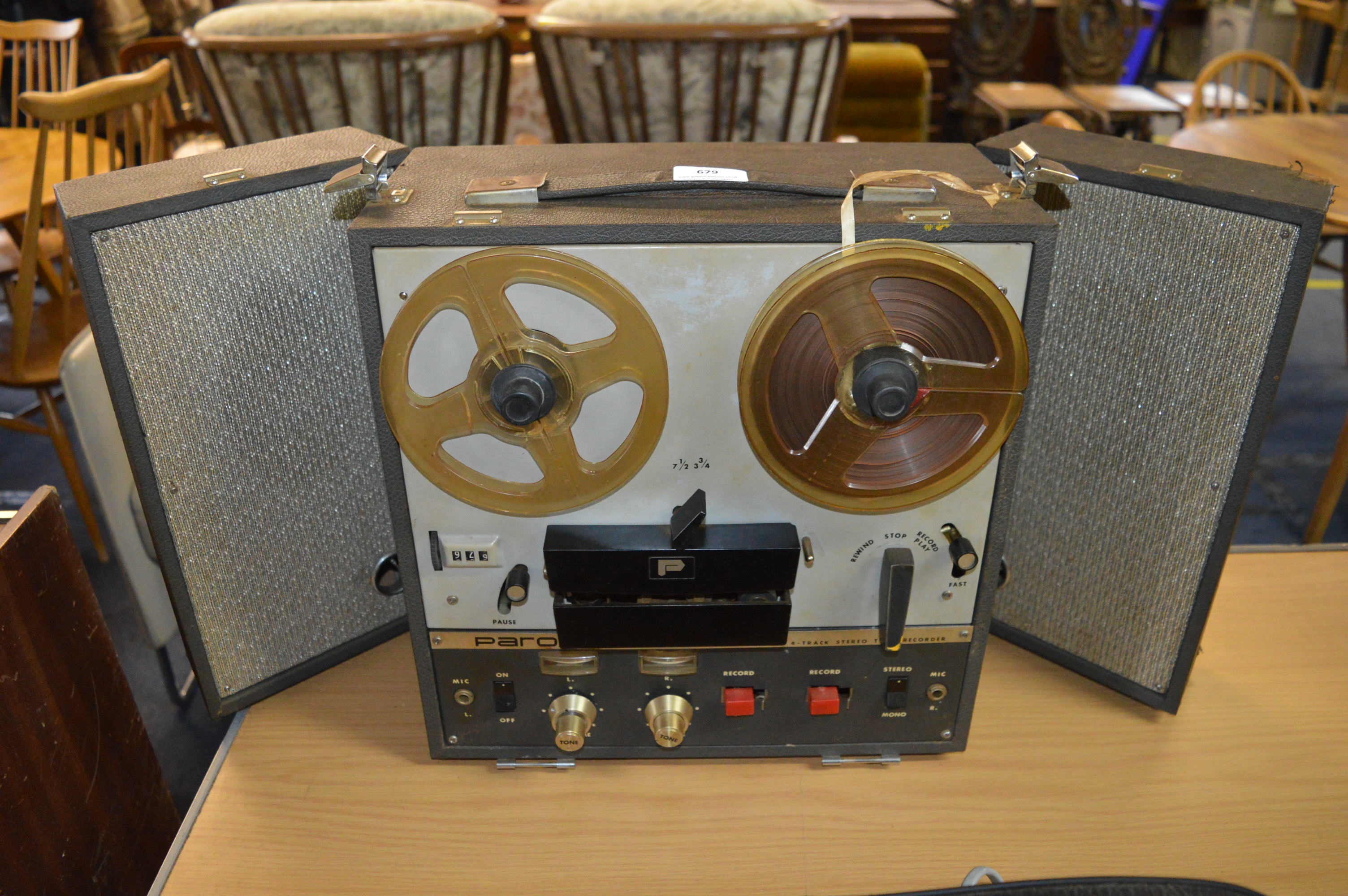 Paros-14 Four Track Stereo Reel-to-Reel Tape Recorder with Built in Speakers