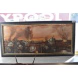 Framed Oil on Board - Impressionist Painting of WWI Trench Battle