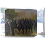 Unsigned Oil on Board - Impressionist Painting of WWI Soldiers