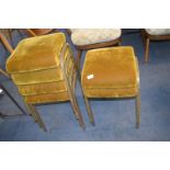 Six Vintage Metal Framed Mustard Upholstered Stools