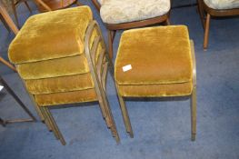 Six Vintage Metal Framed Mustard Upholstered Stools